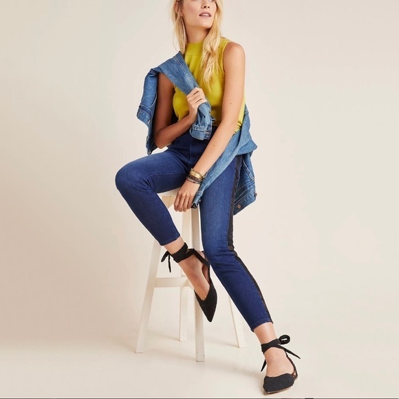 Pilcro and the Letterpress Denim - Pilcro Ultra Hi Rise Floral Contrast Skinny Jeans